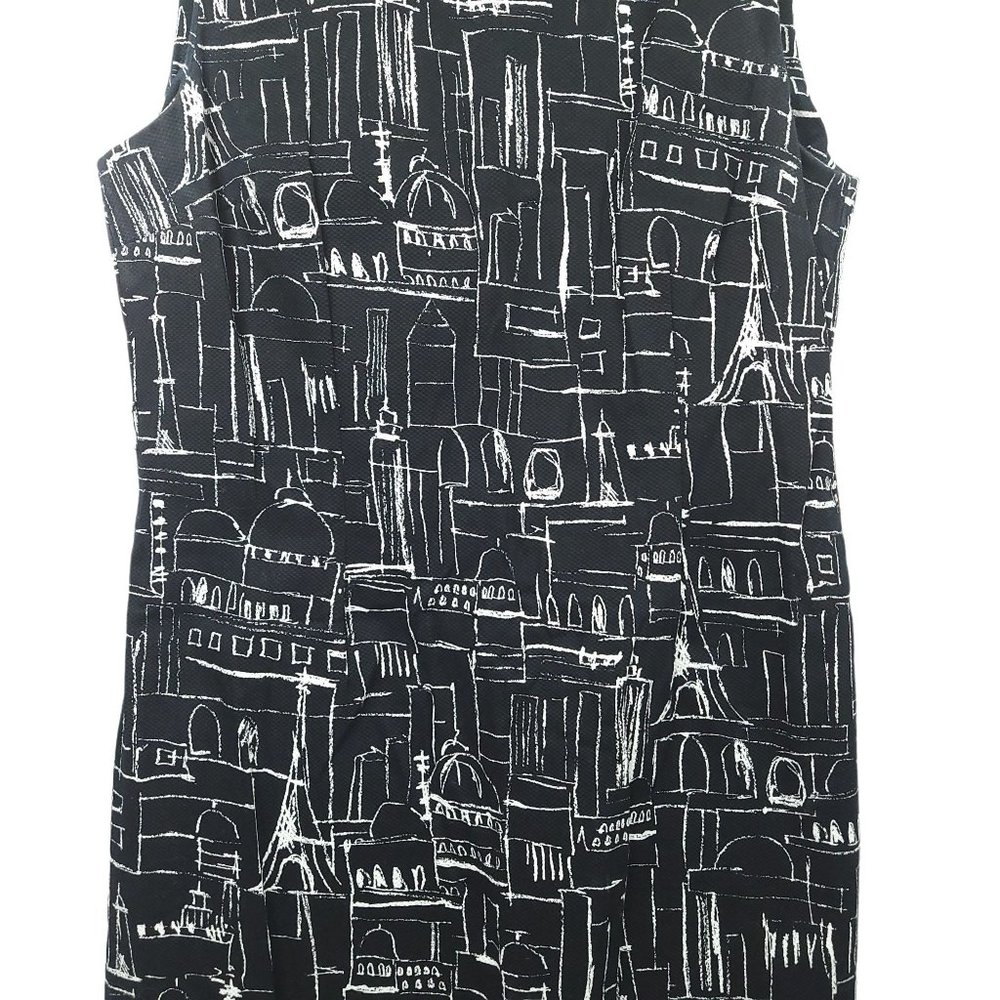 Grace Elements City Print Sleeveless Scoop Neck Dress Womens Sz 10 Black White - Picture 7 of 10